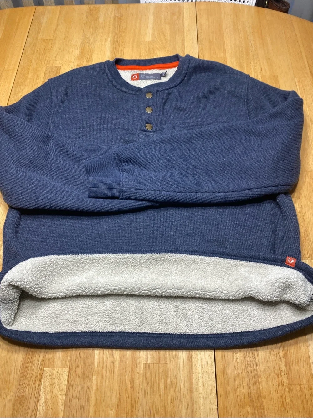 Men's Blue Henley Pullover Sweater Size L the American Outdoorsman - Picture 4 of 6